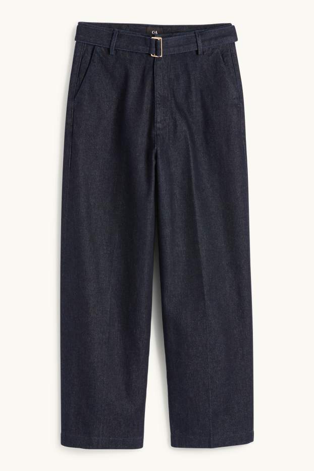 Femmes - Barrel jean à ceinture - high waist - jean bleu foncé