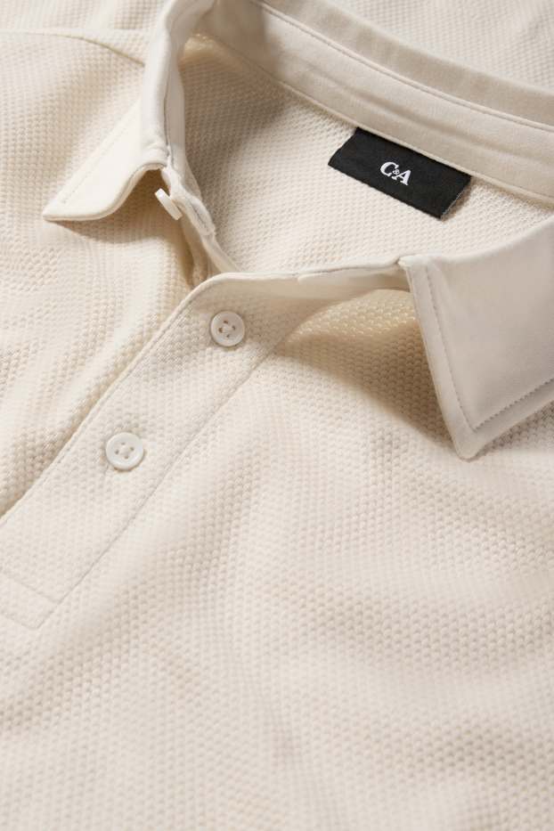 Herren - Poloshirt - Regular Fit - strukturiert - hellbeige