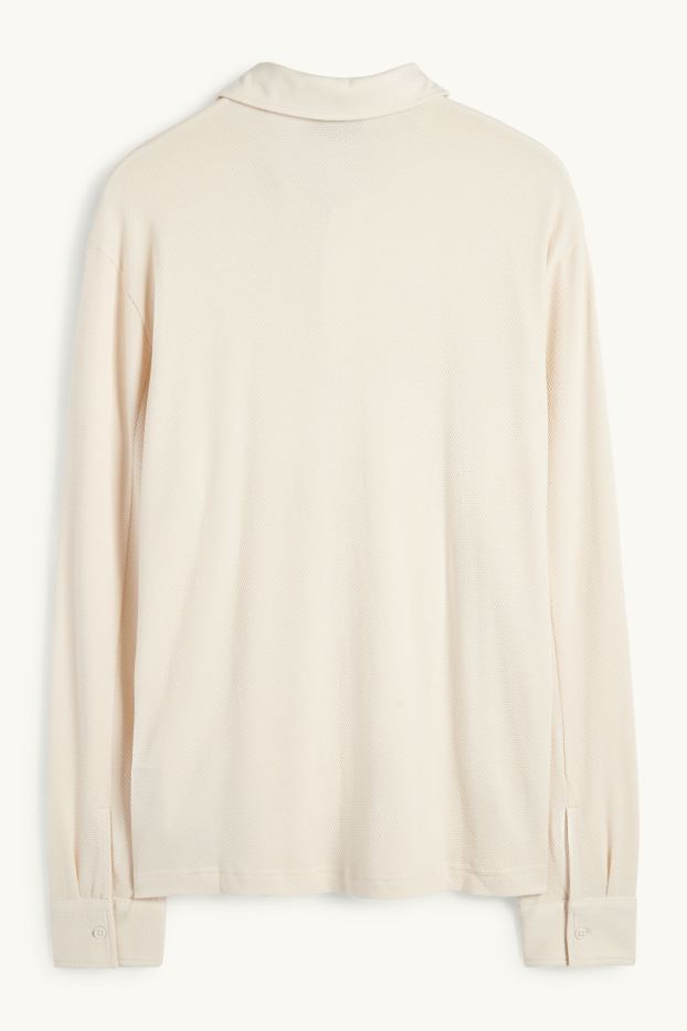 Herren - Poloshirt - Regular Fit - strukturiert - hellbeige