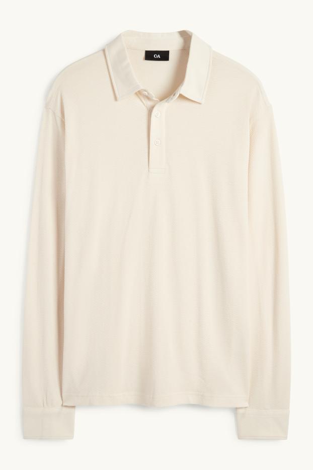 Herren - Poloshirt - Regular Fit - strukturiert - hellbeige