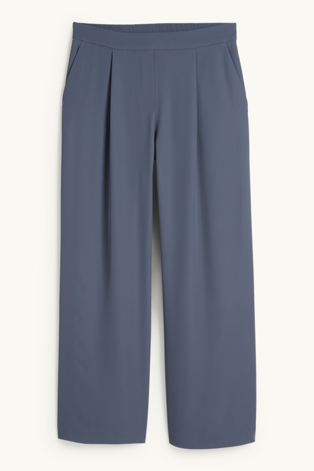 Women - Cloth trousers - mid-rise waist - straight fit - dark gray