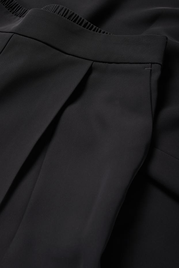 Femmes - Pantalon de toile - mid waist - straight fit - noir