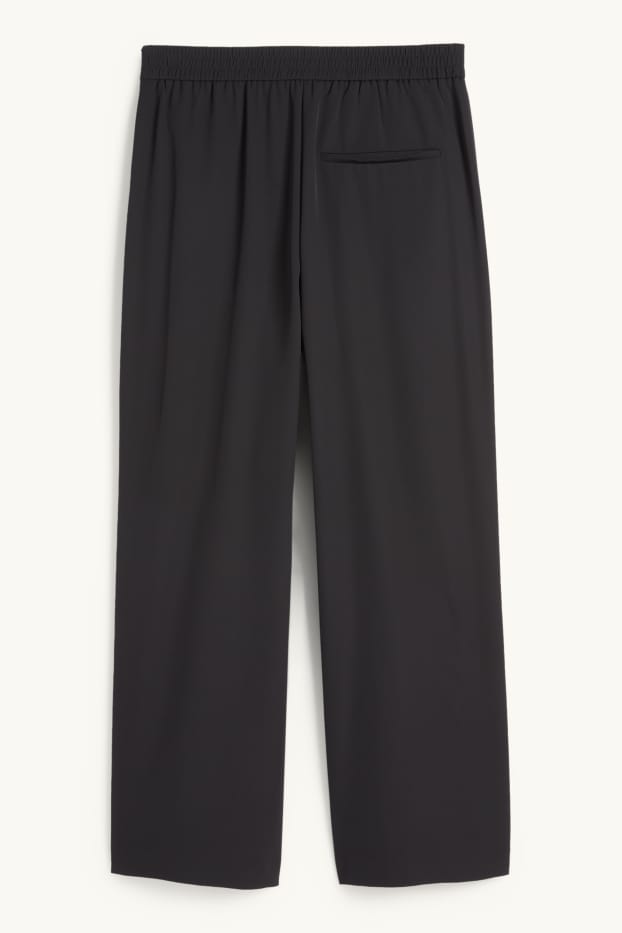 Femmes - Pantalon de toile - mid waist - straight fit - noir