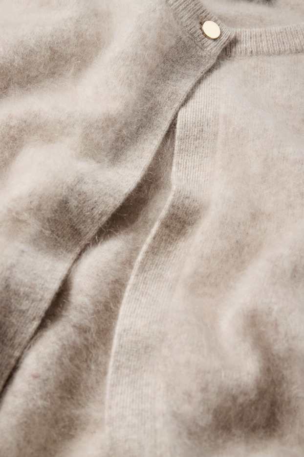 Femei - Cardigan tricotat din cașmir - bej deschis