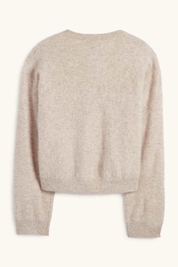 Femei - Cardigan tricotat din cașmir - bej deschis