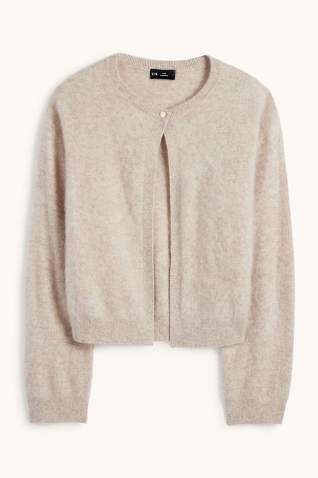 Femei - Cardigan tricotat din cașmir - bej deschis