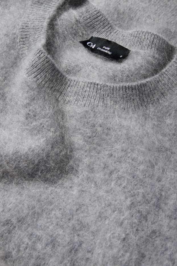 Donna - Maglione di cashmere - a maniche corte - grigio
