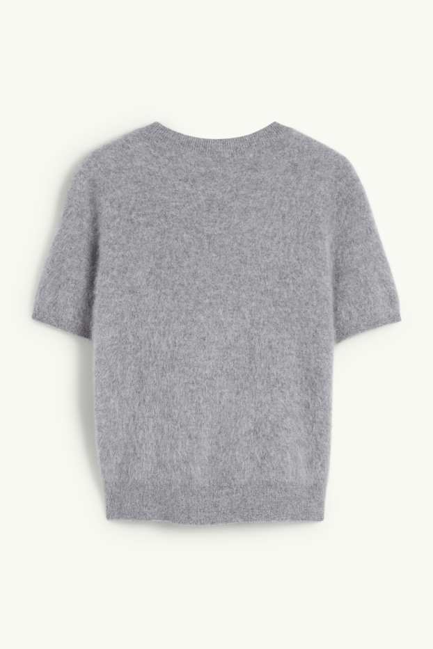 Donna - Maglione di cashmere - a maniche corte - grigio