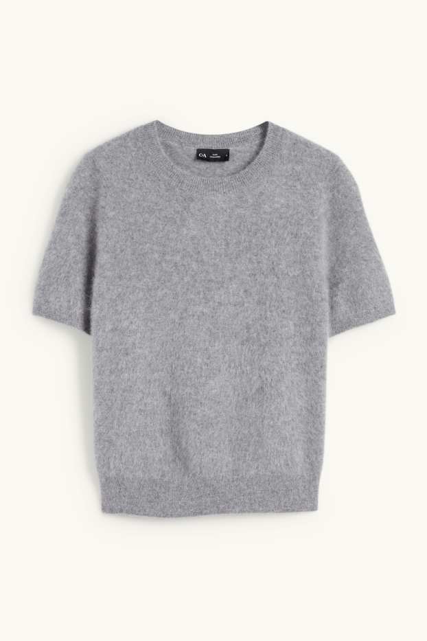 Donna - Maglione di cashmere - a maniche corte - grigio