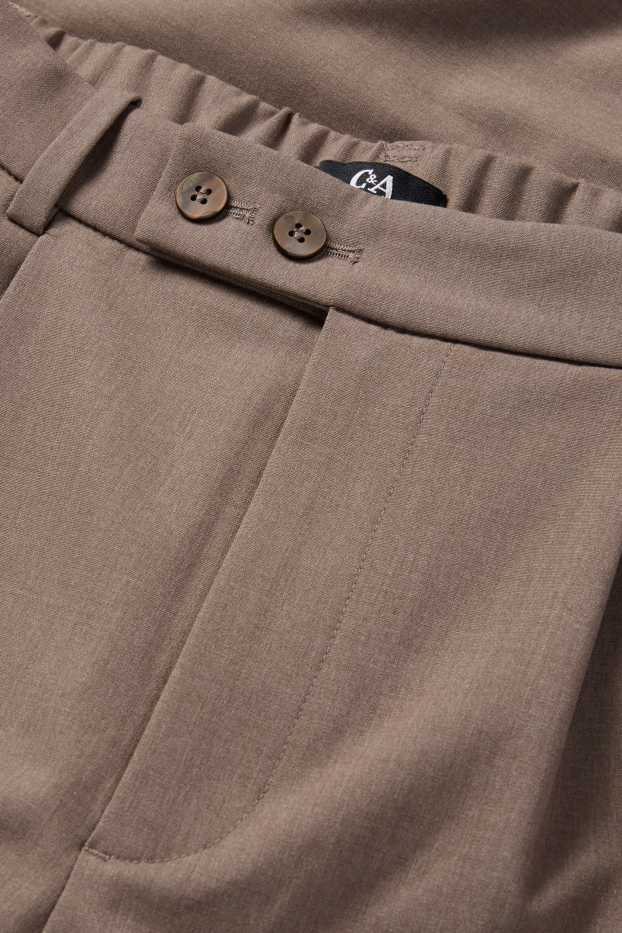 Women - Business trousers - mid-rise waist - wide leg - brown