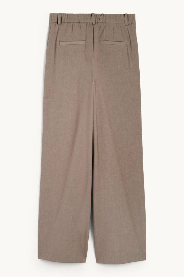 Women - Business trousers - mid-rise waist - wide leg - brown