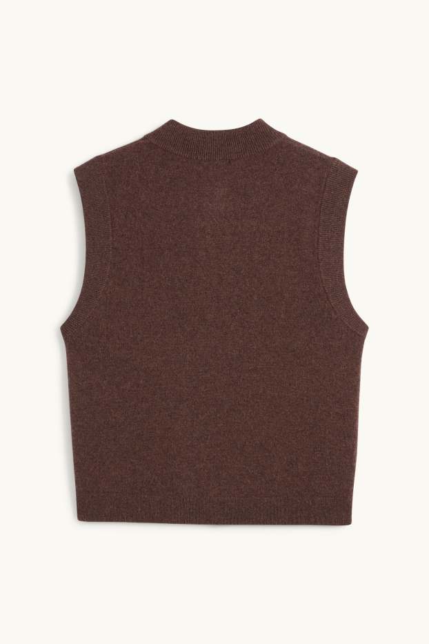 Damen - Kaschmir-Weste - dunkelbraun