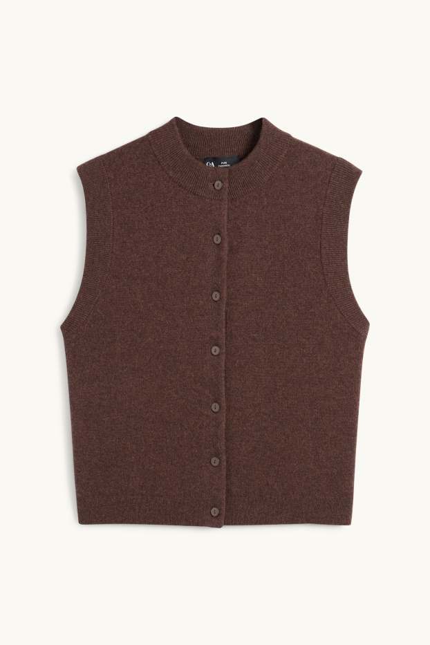 Damen - Kaschmir-Weste - dunkelbraun