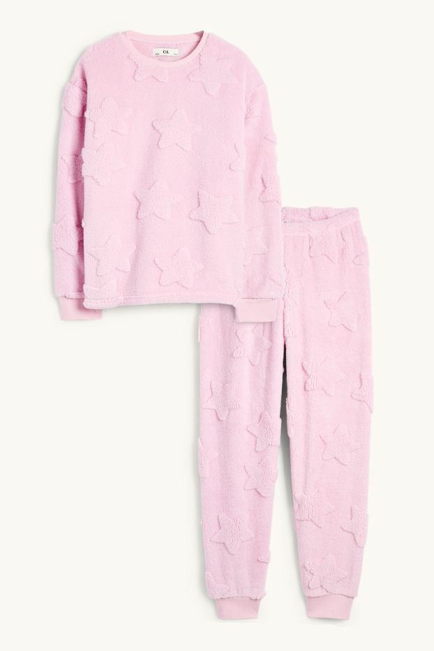 Kinder Mädchen - Stern - Winterpyjama - 2 teilig - pink