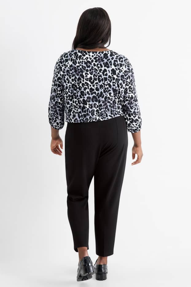 Dona - Pantalons de tela - high waist - slim fit - negre