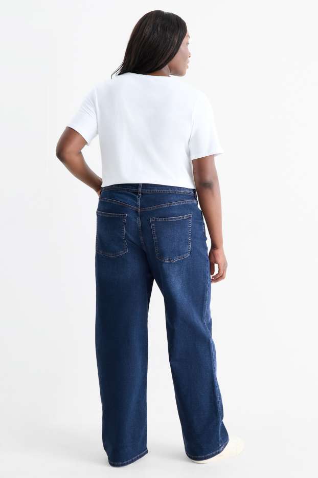 Femmes - Wide leg jean - mid waist - LYCRA® - jean bleu foncé