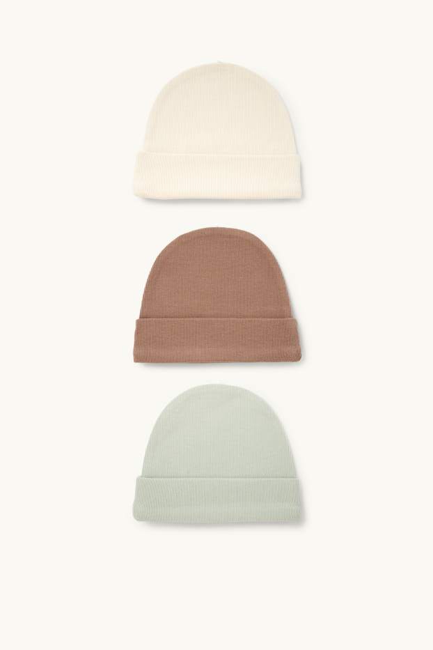 Baby Girls - Multipack of 3 - baby hat - ribbed - mint green