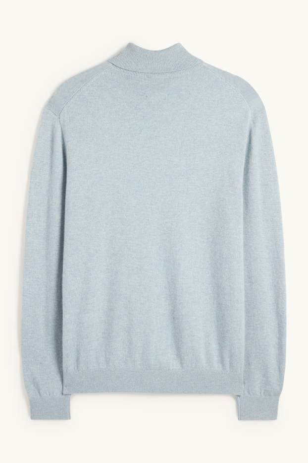 Herren - Kaschmir-Rollkragenpullover - hellblau