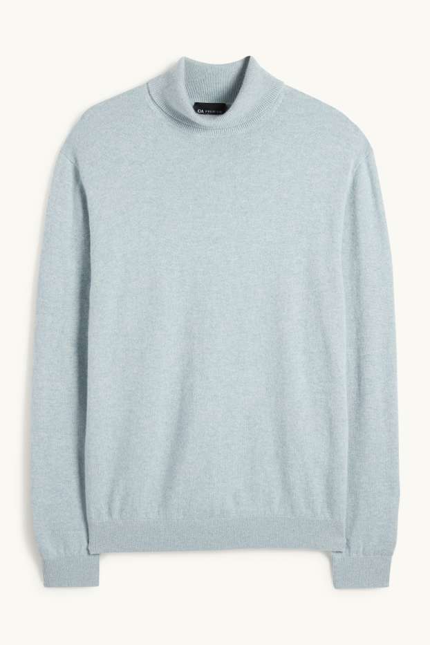 Herren - Kaschmir-Rollkragenpullover - hellblau