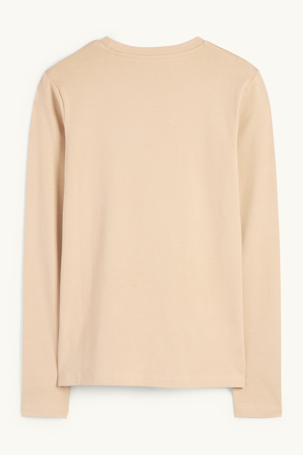 Damen - Langarmshirt - Slim Fit - hellbeige