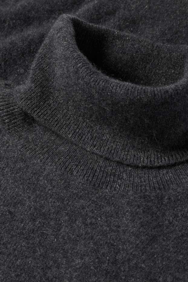 Women - Cashmere polo neck jumper - dark gray