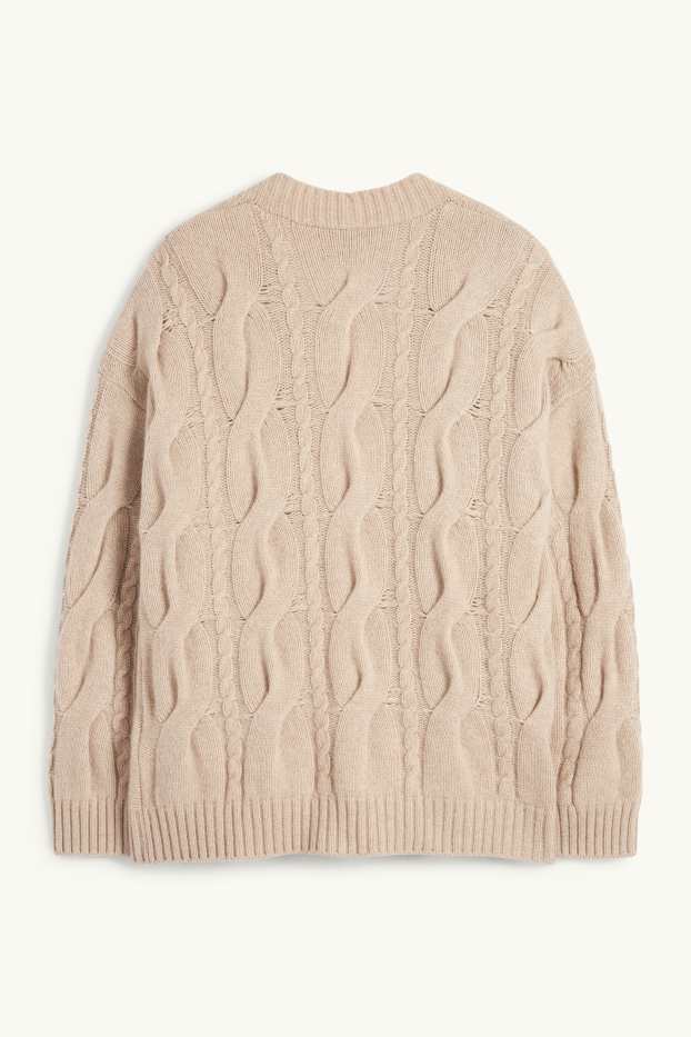 Dona - Jaqueta de punt de caixmir - trenat - beix