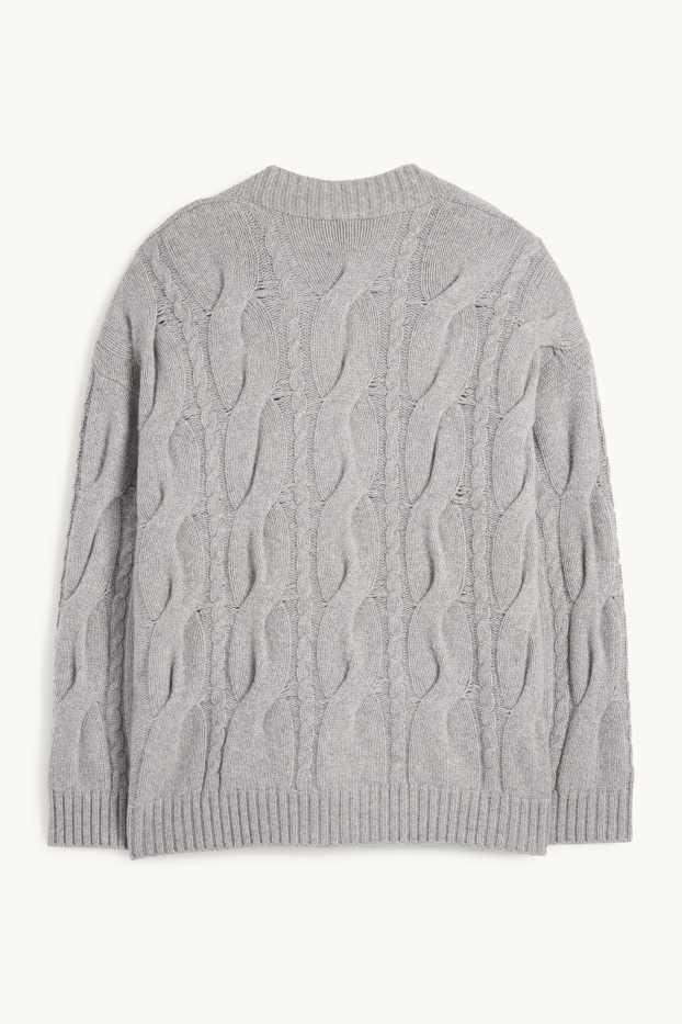 Dona - Jaqueta de punt de caixmir - trenat - gris