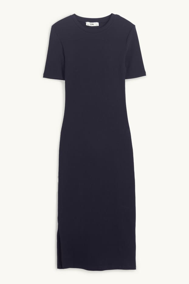 Children Girls - T-shirt dress - ribbed - black