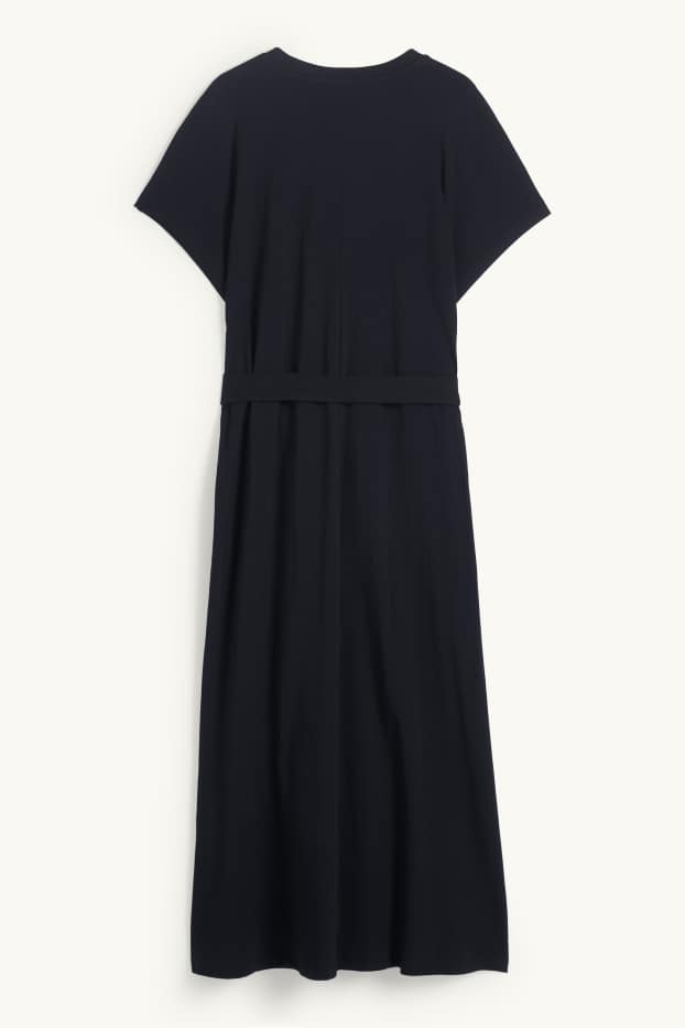 Women - T-shirt dress with belt - black