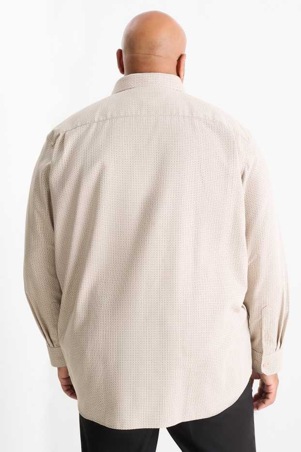 Men - Business shirt - regular fit - kent collar - easy-iron - patterned - beige