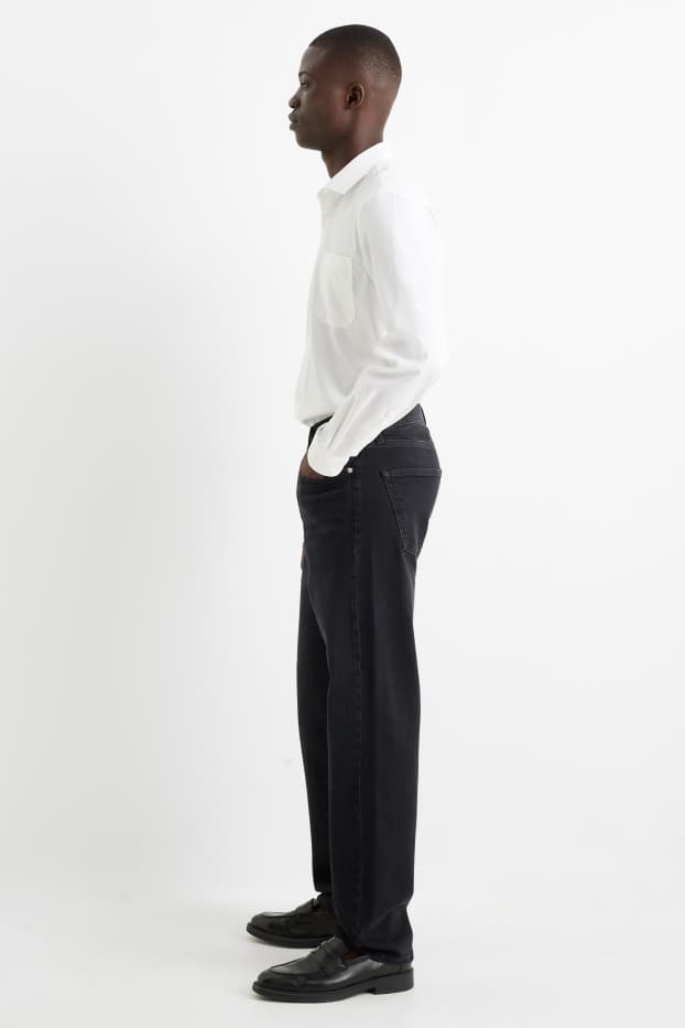 Bărbați - Regular jeans cu fentă cu nasturi - denim-gri închis