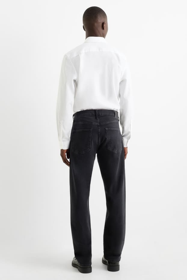 Bărbați - Regular jeans cu fentă cu nasturi - denim-gri închis