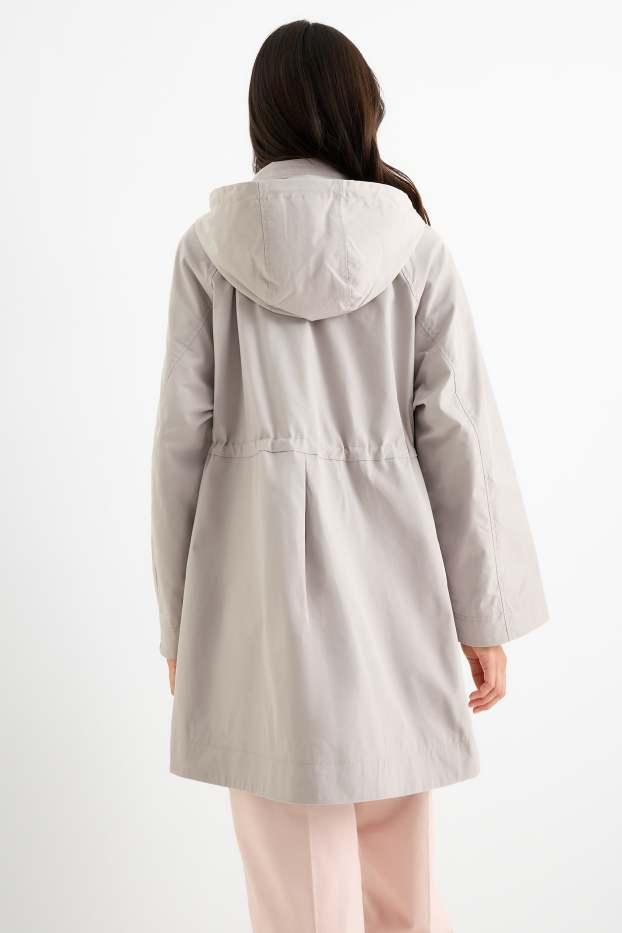 Damen - Parka mit Kapuze - hellgrau