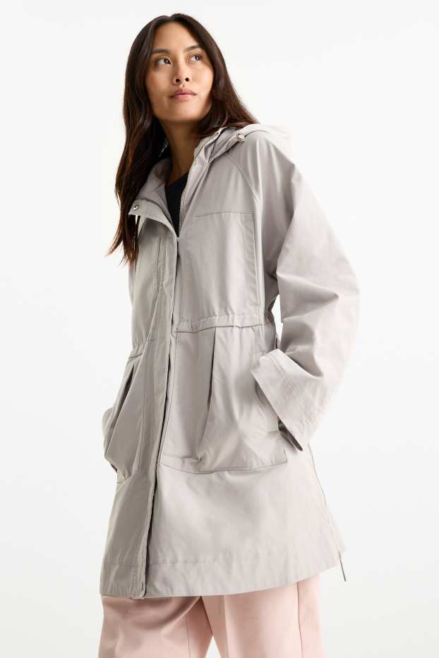 Damen - Parka mit Kapuze - hellgrau