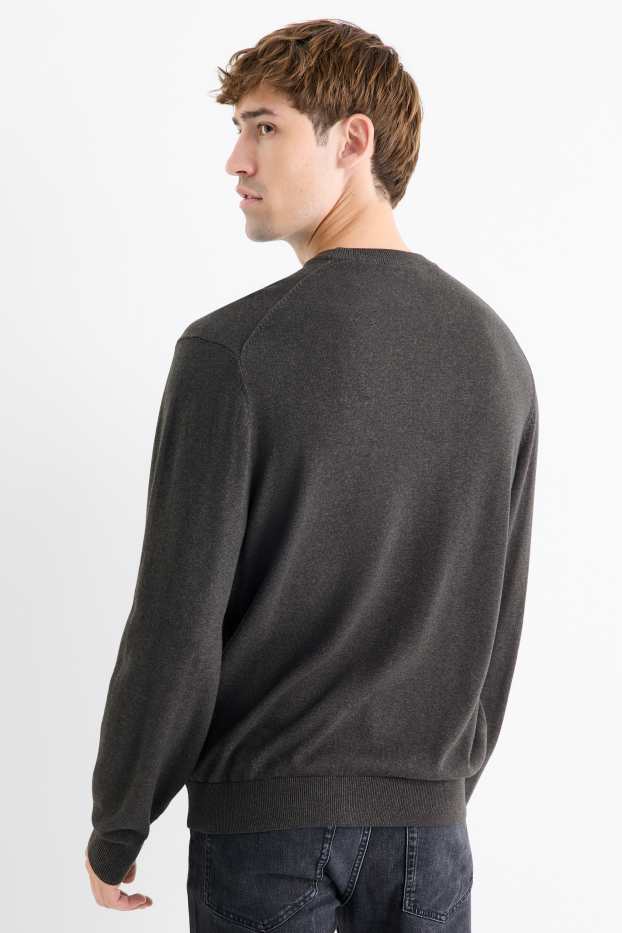 Men - Fine knit jumper - anthracite