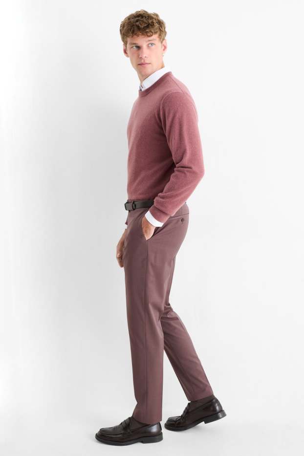 Herren - Baukasten-Hose mit Schurwoll-Anteil - Slim Fit - Stretch - bordeaux