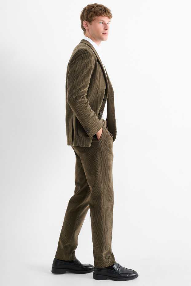 Bărbați - Pantaloni modulari din catifea - regular fit - stretch - verde închis