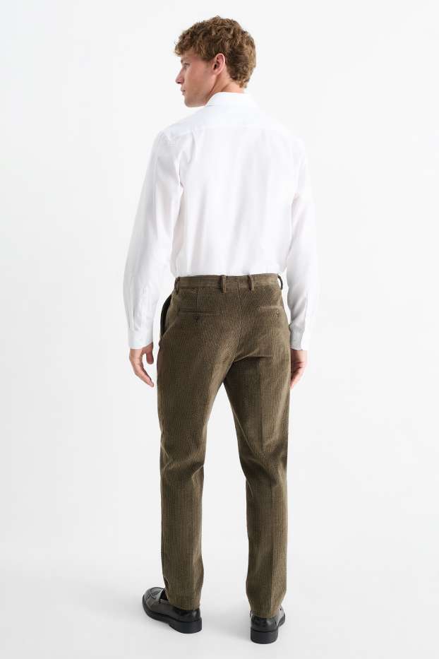 Bărbați - Pantaloni modulari din catifea - regular fit - stretch - verde închis