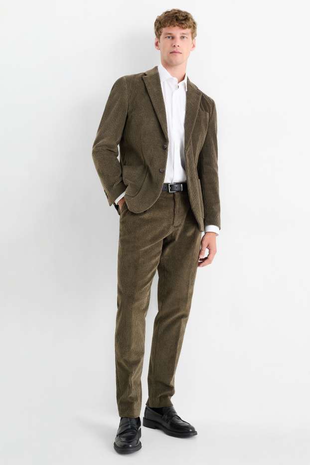 Bărbați - Pantaloni modulari din catifea - regular fit - stretch - verde închis