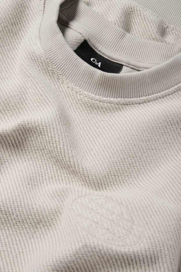 Men - Sweatshirt - textured - light beige