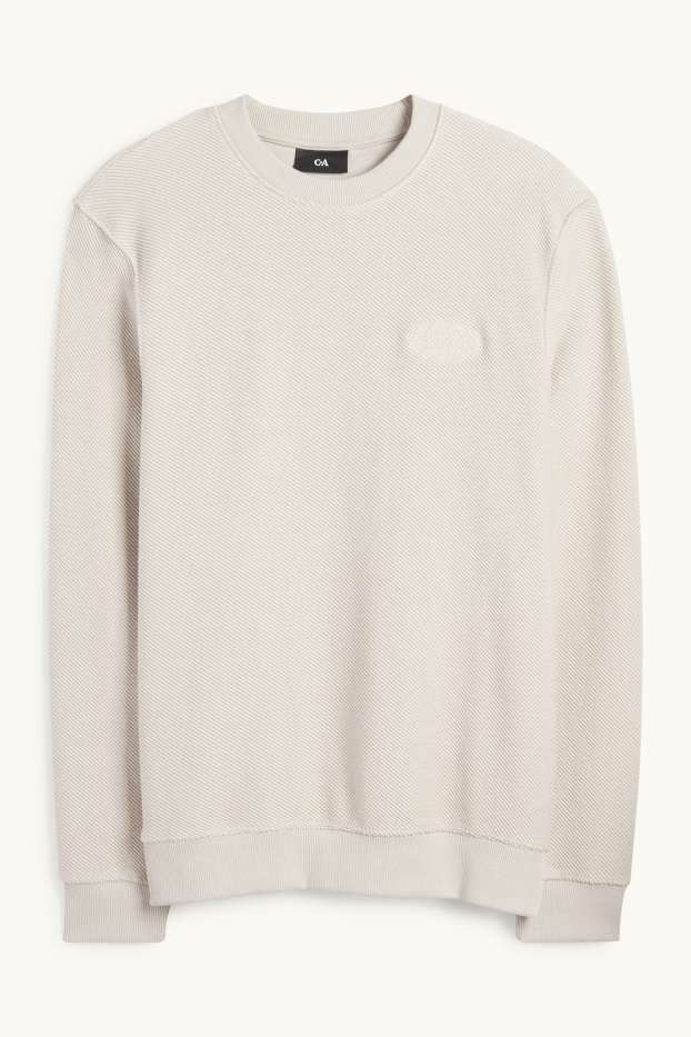 Men - Sweatshirt - textured - light beige