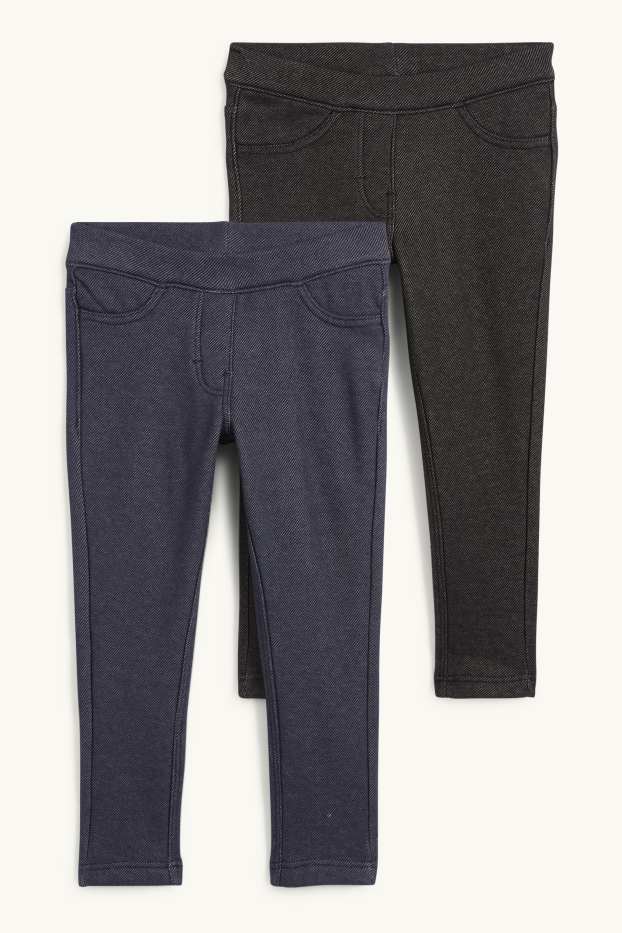Kinder Mädchen - Multipack 2er - Thermoleggings - Jeans-Look - dunkelblau