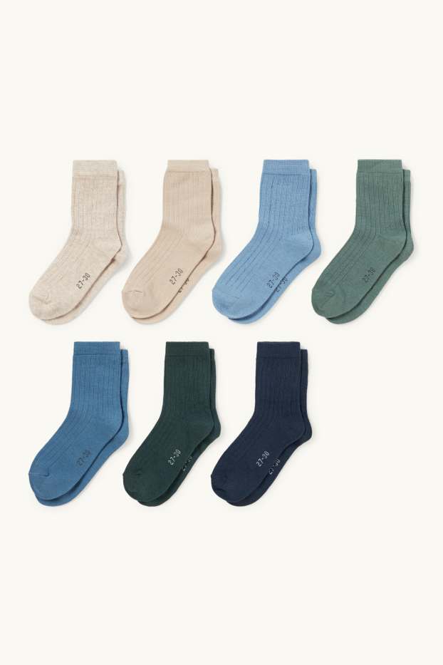 Children Boys - Multipack of 7 - socks - ribbed - beige