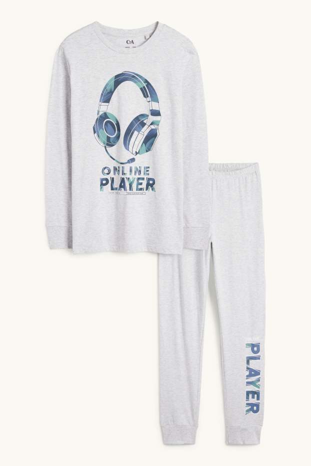Enfants garçons - Jeux vidéo - pyjama - 2 pièces - gris clair chiné