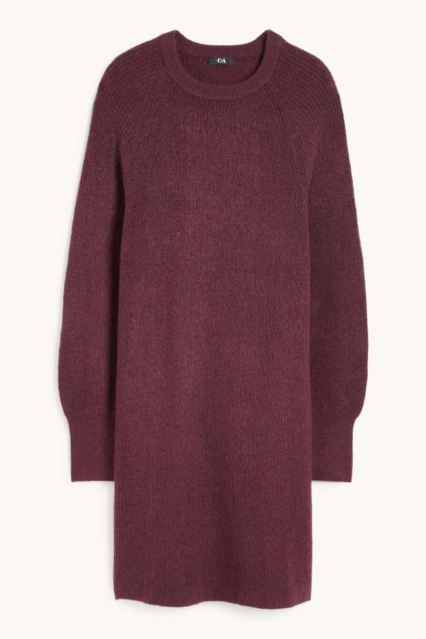 Femei - Rochie tricotată - reiată - mov