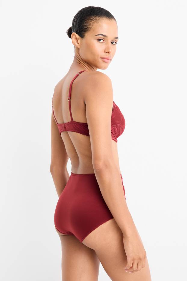 Women - Underwire bra - PLUNGE - padded - dark red