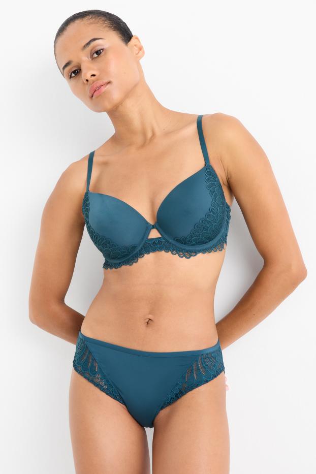 Women - Underwire bra - FULL COVERAGE - padded - dark green