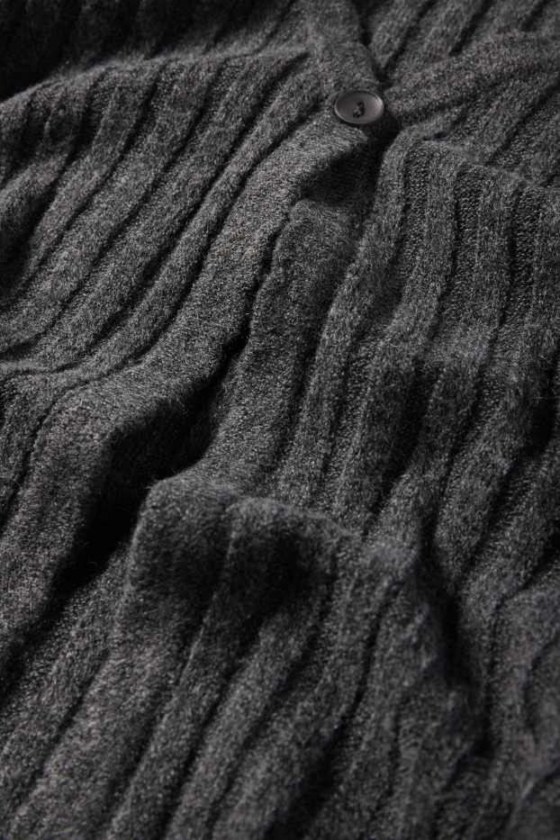 Dona - Jaqueta de punt - acanalada - gris fosc