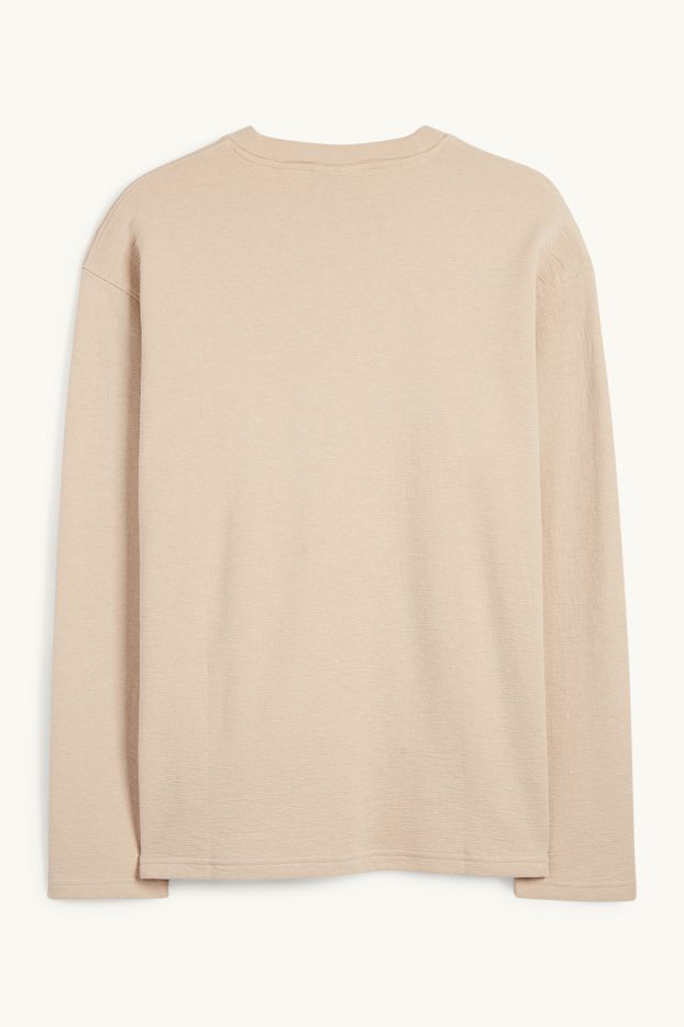 Home - Samarreta de màniga llarga - texturada - beix