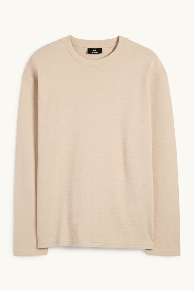 Home - Samarreta de màniga llarga - texturada - beix